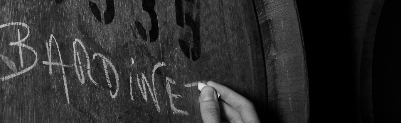 Our cellar master marking bardinet with chalk on our barrels